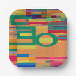 Plato De Papel Elegancia vibrante: Hermoso diseño multicolor