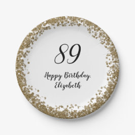 Plato De Papel Elegant 89th Birthday Plates With Gold Sequins