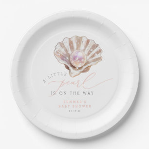 Plato De Papel Elegant A Little Pearl Está En Camino De Baby Show