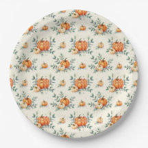 Elegant Autumn Pumpkin and Eucalyptus Watercolor 