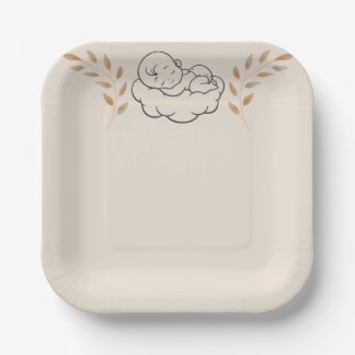 Plato De Papel Elegant Baby Shower Invitation Modern Boho style