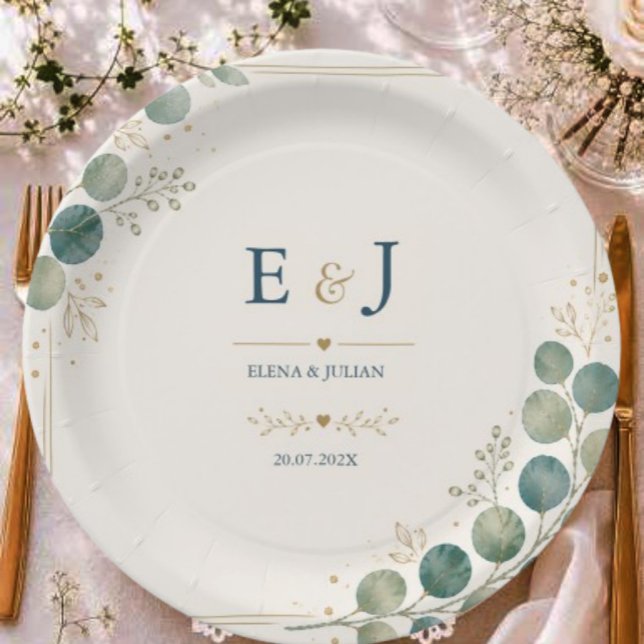 Plato De Papel Elegant Blue Eucalyptus  (Subido por el creador)
