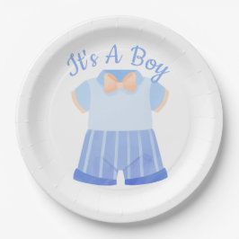 Plato De Papel Elegant Blue It's A Boy Baby Shower