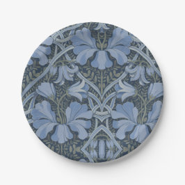 Plato De Papel Elegant Blue Watercolor Floral Pattern