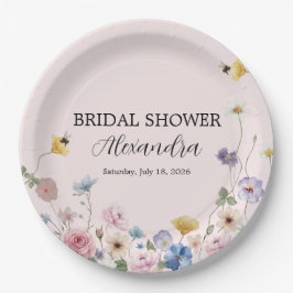 Plato De Papel Elegant Blush Pink Wildflower Bridal Shower