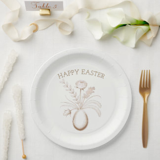 Plato De Papel Elegant Botanical Easter Brunch Paper Plates
