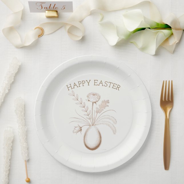 Plato De Papel Elegant Botanical Easter Brunch Paper Plates (Boda)