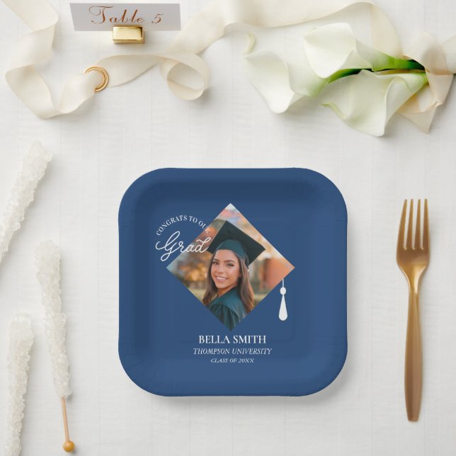 Plato De Papel Elegant Cap Topper Custom Graduate Photo Keepsake  (Boda)
