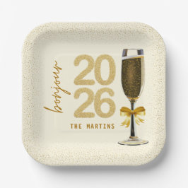 Plato De Papel Elegant Champagne New Year's Eve