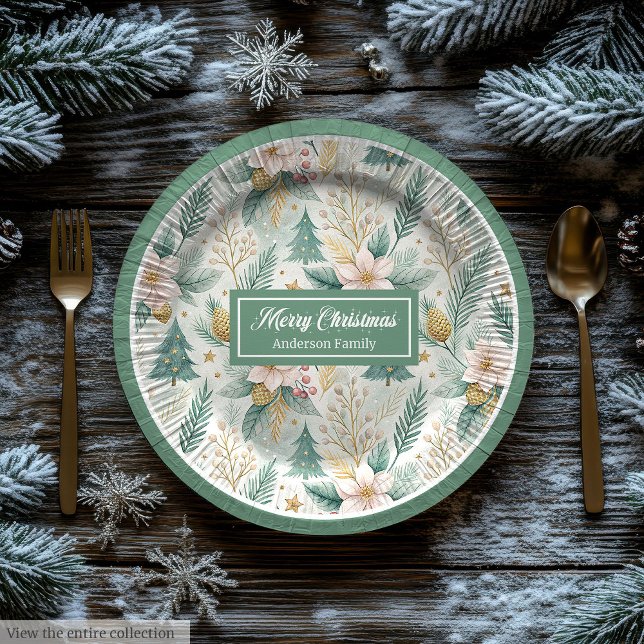 Plato De Papel Elegant Christmas Paper & Party Plates Sage Gold (Elegant Christmas Paper & Party Plates Sage Gold)