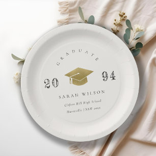 Plato De Papel Elegant Clean Minimal Simple Graduation Gold Foil