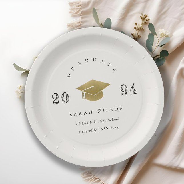 Plato De Papel Elegant Clean Minimal Simple Graduation Gold Foil (Subido por el creador)