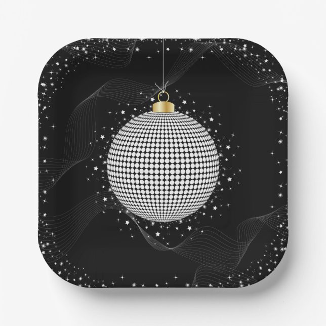Plato De Papel Elegant Disco Ball Christmas Ornament (Anverso)