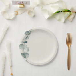 Plato De Papel Elegant Eucalyptus Dinner Plate Coastal