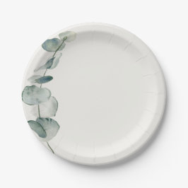 Plato De Papel Elegant Eucalyptus Dinner Plate Coastal