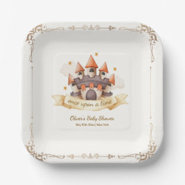 Plato De Papel Elegant Fairytale Prince Castle Baby Shower