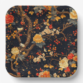 Plato De Papel Elegant Fall Chinoiserie Paper Plate