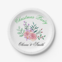 Plato De Papel Elegant Floral Christmas Party Paper Plate