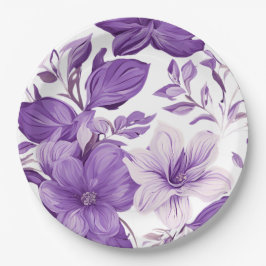Plato De Papel Elegant floral pattern in purple tones