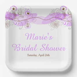 Plato De Papel Elegant Floral Twist Bridal Shower in Purple