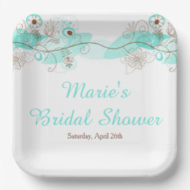 Plato De Papel Elegant Floral Twist Bridal Shower in Turquoise