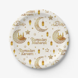 Plato De Papel Elegant Gold Crescent Ramadan Iftar Party