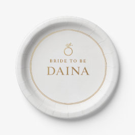 Plato De Papel Elegant Gold Ring Bridal Party Plates, Customised