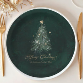 Plato De Papel Elegant Green Christmas