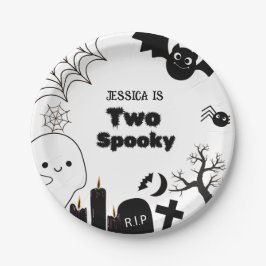 Plato De Papel Elegant Halloween two spooky second Birthday party