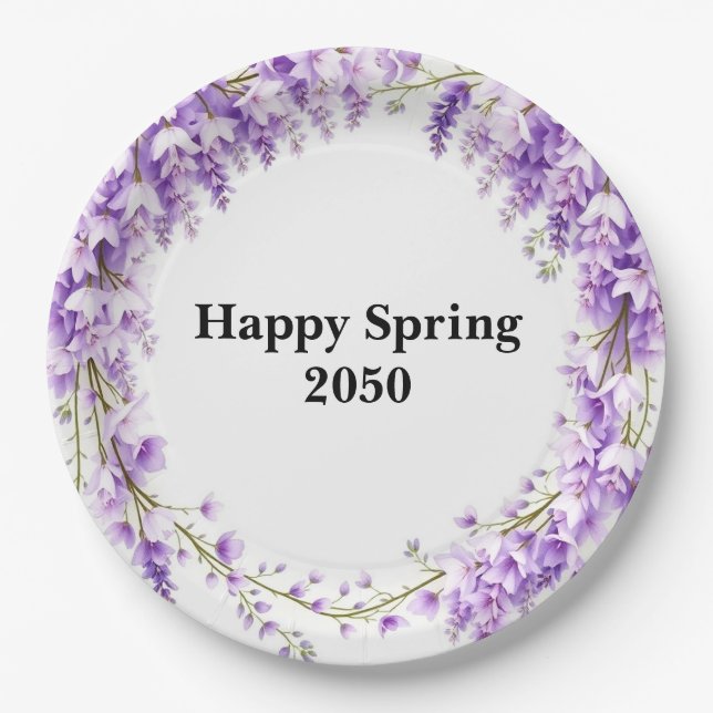 Plato De Papel Elegant Lavender Wisteria Easter  (Anverso)