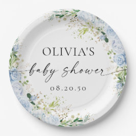 Plato De Papel Elegant Light Blue Baby Shower Paper Plate