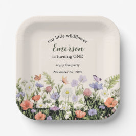 Plato De Papel Elegant Little Wildflower 1st Birthday Party