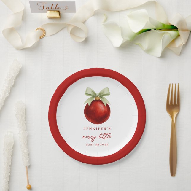 Plato De Papel Elegant Merry Little Christmas Baby Shower (Boda)