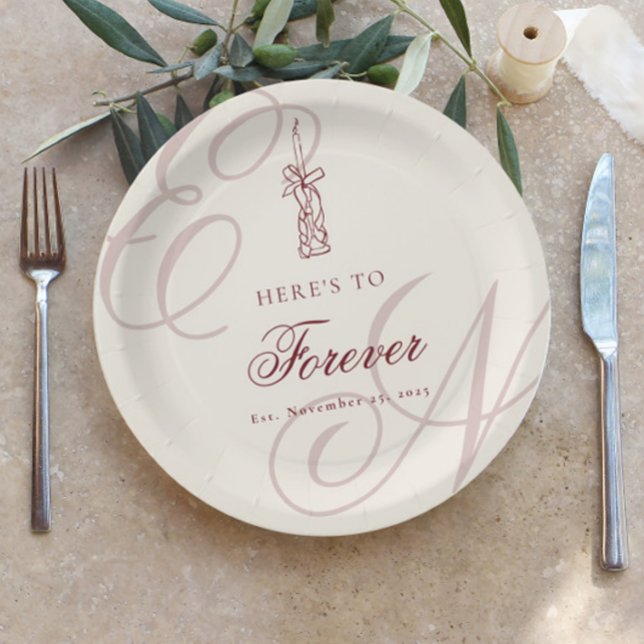 Plato De Papel Elegant Monogram Calligraphy Wedding (Subido por el creador)