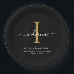 Plato De Papel Elegant Monogram Graduation 2026 Party<br><div class="desc">Graduation 2026 Monogram Script Initial Name Grad Party paper plates. Edit and customize with your own name,  initial,  school name and class by clicking the "Personalize" button.</div>