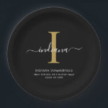 Plato De Papel Elegant Monogram Graduation 2026 Party<br><div class="desc">Graduation 2026 Monogram Script Initial Name Grad Party paper plates. Edit and customize with your own name,  initial,  school name and class by clicking the "Personalize" button.</div>
