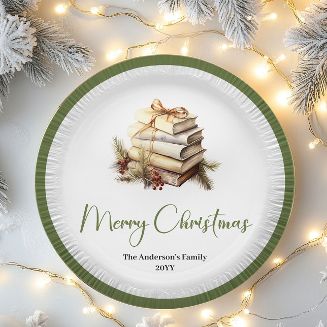 Plato De Papel Elegant Neutral Christmas Book Holiday Table Decor (Elegant Neutral Christmas Tree Holiday Table Decor Set)