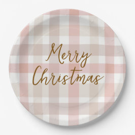Plato De Papel Elegant Pastel Plaid Merry Christmas Paper Plates