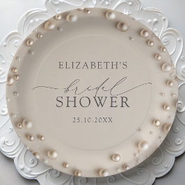 Plato De Papel Elegant Pearl Bridal Shower