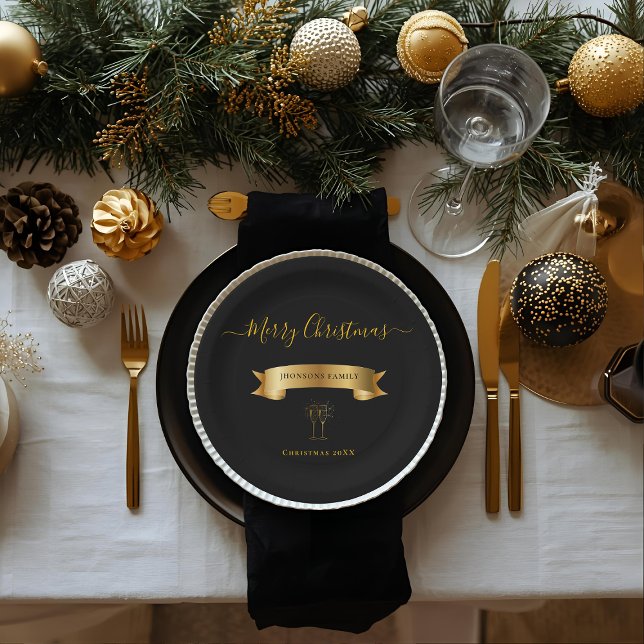 Plato De Papel Elegant Personalized Merry Christmas Paper Plates (Subido por el creador)