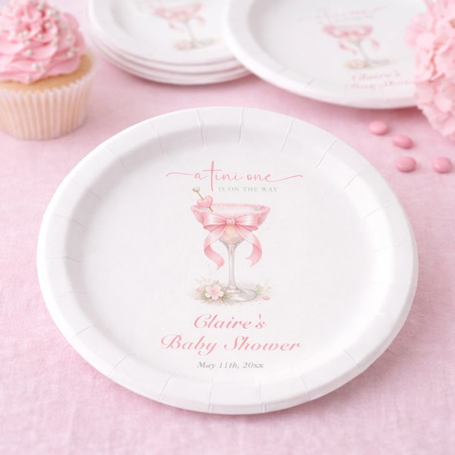 Plato De Papel Elegant Pink Baby Girl Tini One Baby Shower     (Subido por el creador)