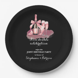Plato De Papel Elegant Pink Double Celebration Joint Birthday