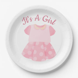 Plato De Papel Elegant Pink It's A Girl Baby Shower