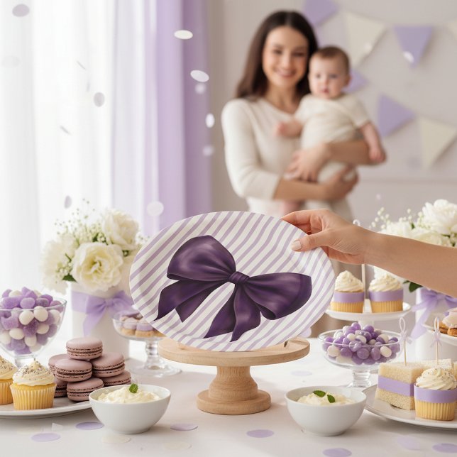 Plato De Papel Elegant Purple Bow Baby Shower (Subido por el creador)