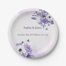 Plato De Papel Elegant Purple Watercolor wedding