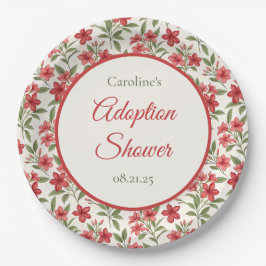 Plato De Papel Elegant Red Floral Botanical Adoption Shower