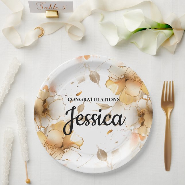 Plato De Papel Elegant Rustic Floral Baby Shower (Boda)