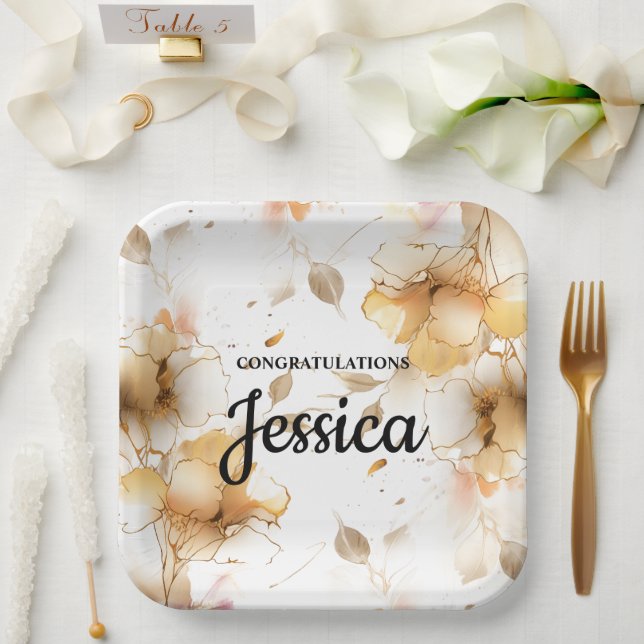 Plato De Papel Elegant Rustic Floral Baby Shower (Boda)