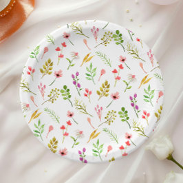 Plato De Papel Elegant Rustic Floral Garden Baby Shower