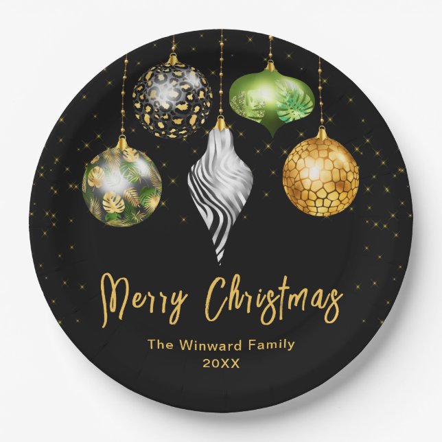 Plato De Papel Elegant Safari Theme Ornament Christmas (Anverso)